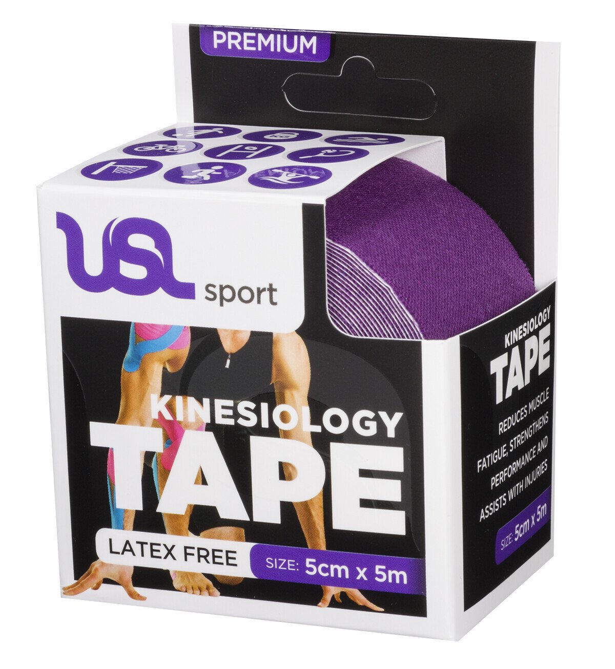 USL Premium Kinesiology Tex Tape Multi Bx 5cm x 5m Health7
